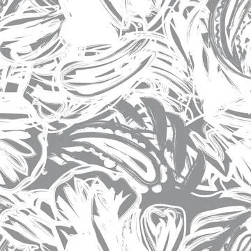 Monochrome Abstract Floral Seamless Pattern Design Stock Illustration