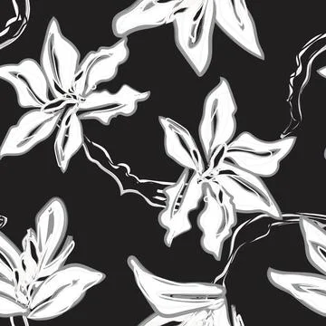 Monochrome Abstract Floral seamless pattern design Stock Illustration