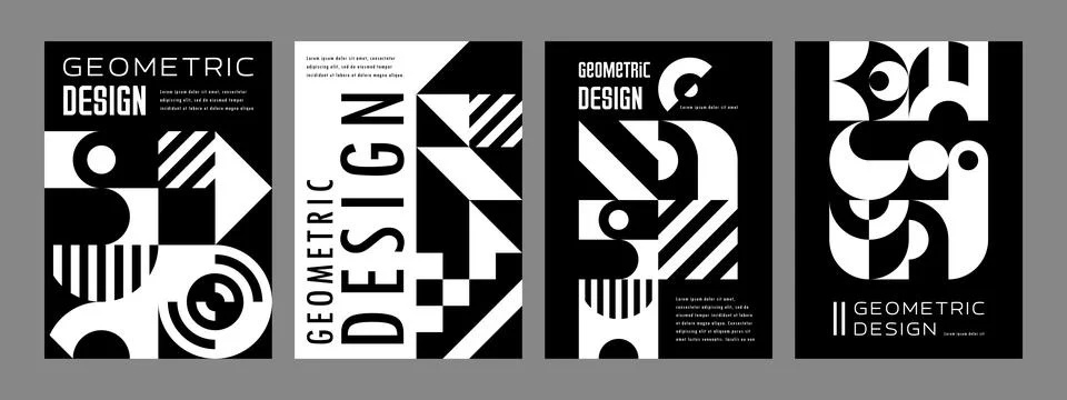 Monochrome abstract geometric pattern posters Stock Illustration