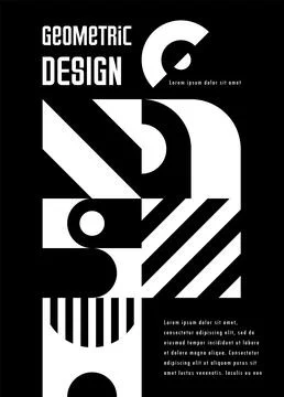 Monochrome abstract geometric shape pattern banner Stock Illustration