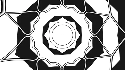 Monochrome Abstract Kaleidoscope Pattern with Black White and Gray Geometric Stock Footage 340017657
