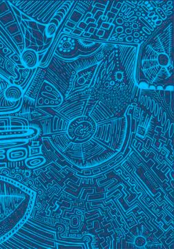 Monochrome, abstract pattern, light blue contour on a blue backg 스톡 일러스트