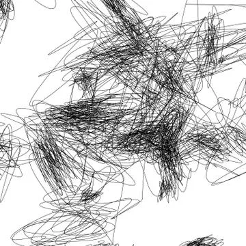 Monochrome abstract pattern with random curvy, sketchy, scribble lines. Chaot Illustrazione stock