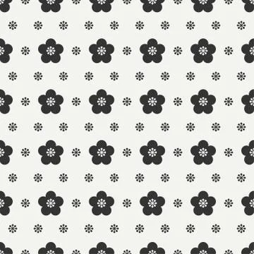 Monochrome abstract seamless floral pattern. Flowers and leaves. Wrapping paper Stock Illustration