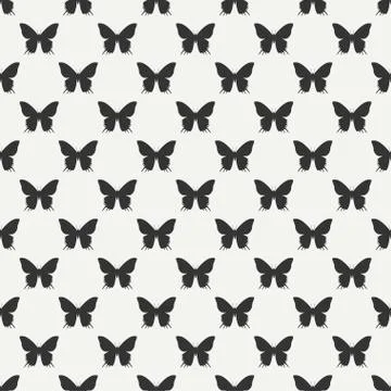 Monochrome abstract seamless pattern with butterfly. Wrapping paper. Scrapbook Stock Illustration