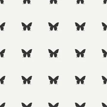 Monochrome abstract seamless pattern with butterfly. Wrapping paper. Scrapbook Stock Illustration