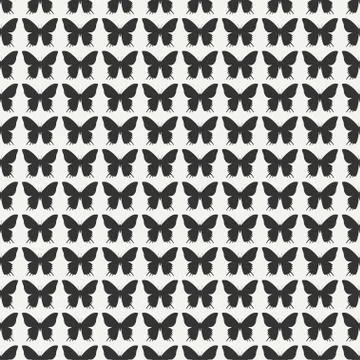 Monochrome abstract seamless pattern with butterfly. Wrapping paper. Scrapbook Stock Illustration
