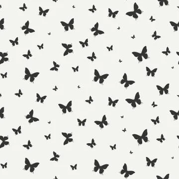 Monochrome abstract seamless pattern with butterfly. Wrapping paper. Scrapbook Stock Illustration