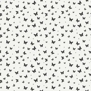 Monochrome abstract seamless pattern with butterfly. Wrapping paper. Scrapbook Stock Illustration