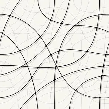 Monochrome abstract seamless pattern. Voluminous intertwining structures, waves Stock Illustration