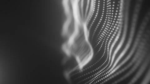 Monochrome abstract wave of luminous dots creating a flowing digital mesh l.. Video stock 317233614