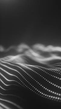 Monochrome abstract wave of luminous dots creating a flowing digital mesh lan Stock Illustration