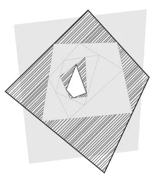 Monochrome abstraction with rectangles frames that form tunnel on lined 库存插图