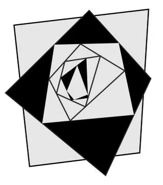 Monochrome abstraction with rectangles frames that form tunnel on black Stockillustratie