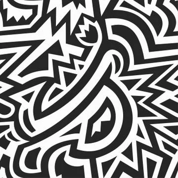 Monochrome african geometric seamless pattern Stock Illustration