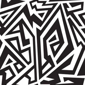 Monochrome african geometric seamless pattern. Stock Illustration