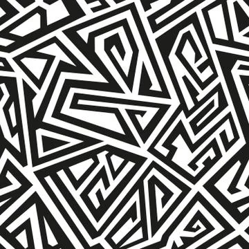Monochrome ancient seamless pattern Stock Illustration