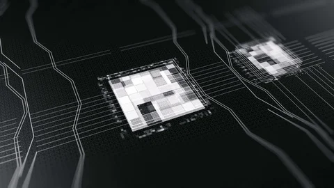 Monochrome animation of processors CPU. ... | Stock Video | Pond5