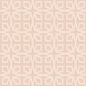 Monochrome arabic seamless pattern embossed perforated beige background, il.. Illustrazione stock