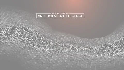 Monochrome artificial intelligence with geometric wireframes Иллюстрация