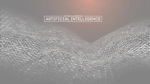 Monochrome artificial intelligence with geometric wireframes Stock-Illustration