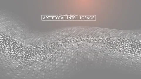 Monochrome artificial intelligence with geometric wireframes Stock-Illustration