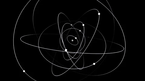 Monochrome atom art on black background with wire pattern Stock Footage 274167262