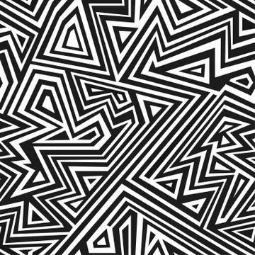 Monochrome aztec seamless pattern Stock Illustration