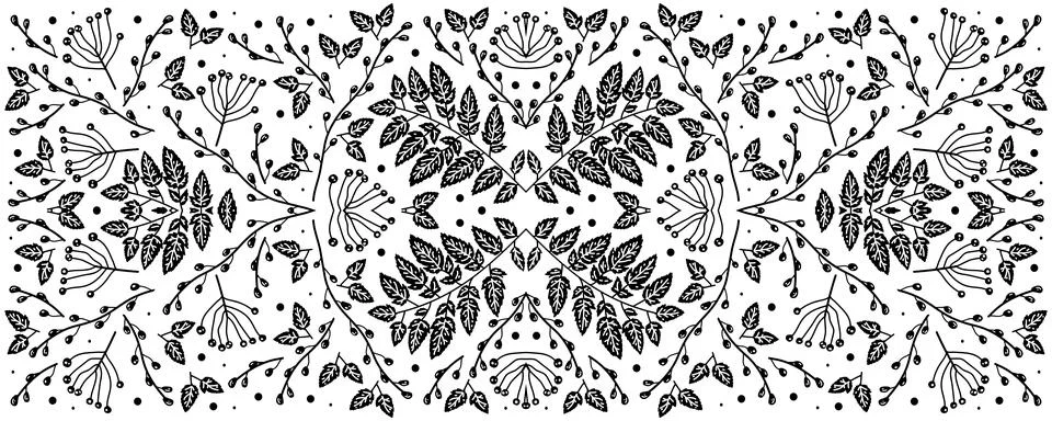 Monochrome background pattern with autumn leaves. Vintage banner for decor Stock Illustration