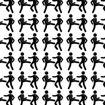 Monochrome background with pattern men martial arts kick 스톡 일러스트