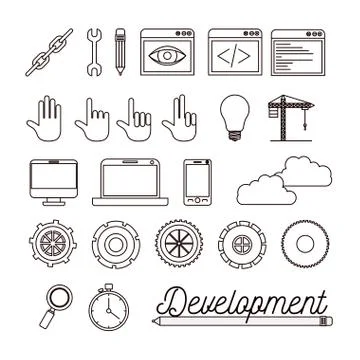 Monochrome background with set of elements for development building Illustrazione stock