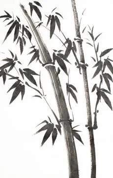 Monochrome bamboo tree Stock Illustration