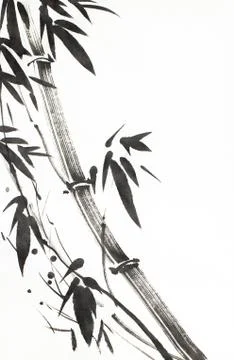 Monochrome bamboo tree Stock Illustration