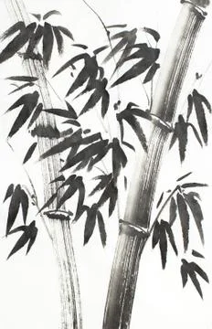 Monochrome bamboo tree Stock Illustration