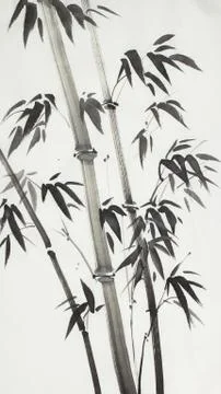 Monochrome bamboo trees Stock Illustration