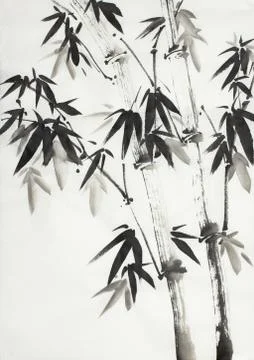 Monochrome bamboo trees Stock Illustration