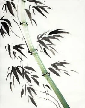 Monochrome bamboo trees Stock Illustration