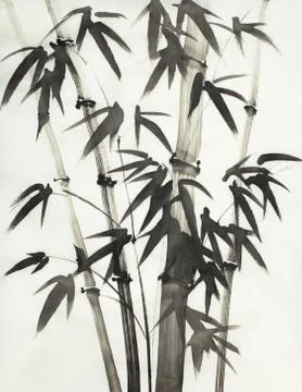 Monochrome bamboo trees Stock Illustration