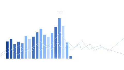 Monochrome bar and line chart abstract animation, Abstract financial chart .. Stock Footage 329383527