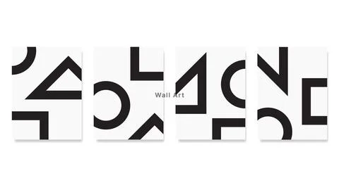 Monochrome Basic shapes set wall decoration. Triangle, square, and circle s.. Stock Illustration