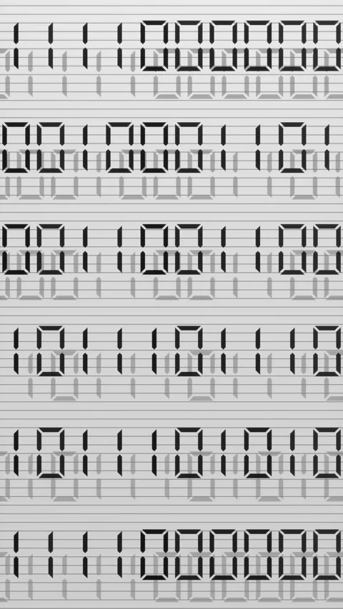 Monochrome binary code scrolling across a clean white interface. Stock Footage 348018388