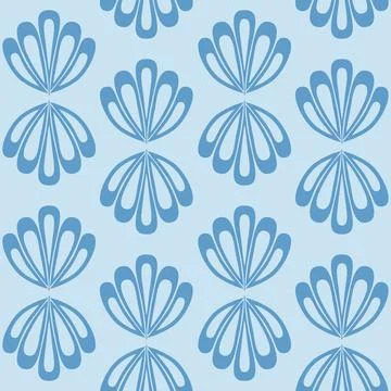 Monochrome blue clam shell on dark background seamless pattern nautical 스톡 일러스트
