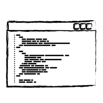 Monochrome blurred silhouette of programming window with script code Stock Illustration