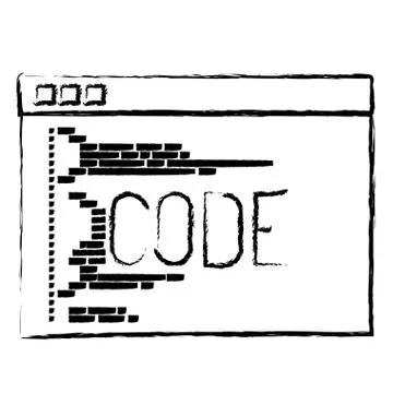 Monochrome blurred silhouette of programming window with script of code Stock Illustration