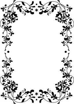 Monochrome Botanical Frame for A4 Layout Illustrazione stock