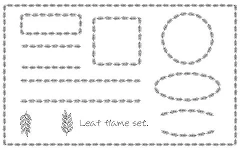 Monochrome Botanical Leaf Frame Set イラスト素材