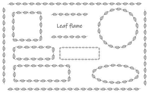 Monochrome Botanical Leaf Frame Set Stock Illustration