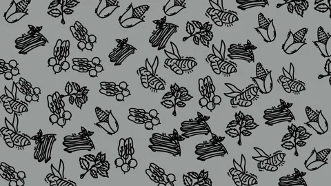Monochrome botanical pattern seamless background with hand drawn leaves 库存影片 330677926