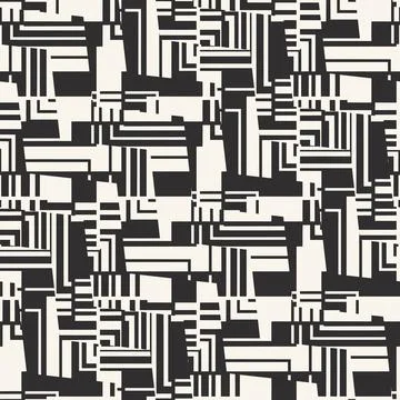 Monochrome Broken Geometric Textured Pattern Stock Illustration