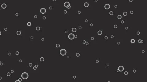 Monochrome bubble background with white glowing spheres floating on black s.. Stock Illustration
